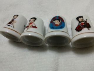 Vintage Betty Boop Porcelain Collectible Thimbles (4) Pre - Owned