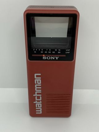 Sony Watchman Fd - 10a Uhf/vhf Black & White Portable Television - Red