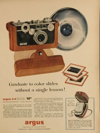 Print Ad 1964 Argus Camera Argus C - 3 Complete With Case And Flash $69.  50