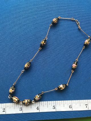 Vintage Art Deco Jewellery Hand Painted Glass Necklace (1)