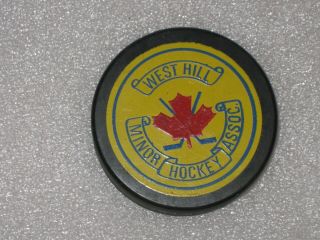West Hill Minor Hockey Association Puck Blank Back Hole In Back
