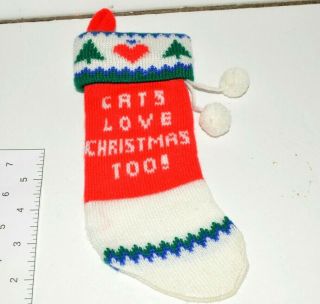 Cats Love Christmas Too Stocking Vtg 9 Inch Holiday Double Sided 1985 Kurt Adler