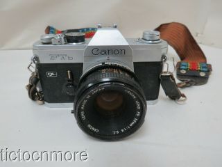 Vintage Canon Ftb Camera No.  379167 W/ Canon Lens Fd 50mm 1:1.  8 S.  C.