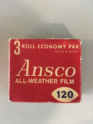 Ansco All Weather Pan Film 120 Black & White - Expired 1966 - 3 Pack