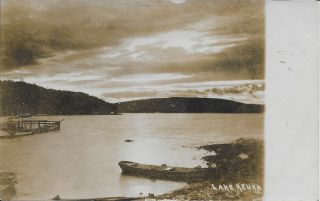 Sunset On Lake Keuka Ny Handsome Vintage Real Photo Rppc In 1908 W J Harris