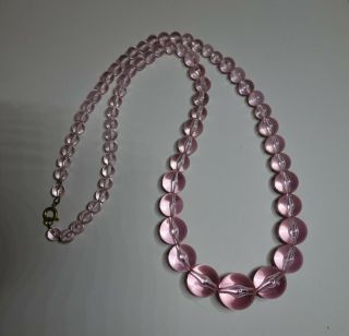 1960s Vintage Clear Pink Lucite Necklace