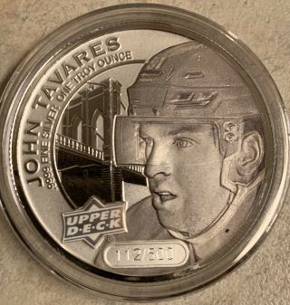 John Tavares 2017 Upper Deck Grandeur Frosted Silver 1 Ounce Coin 112/500 Rare
