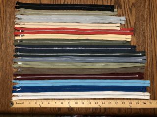 16 Vintage Metal Zippers 16” - 20” Perfect For Crafts Or Zipper Flowers