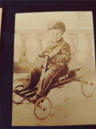 Vintage German Germany Photos Boy On Irish Mail Cart Car Police Uniform