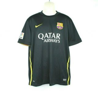 Nike Dri Fit Black Fc Barcelona Qatar Airways Soccer Jersey Size Mens Large