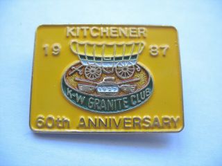 1987 Kitchener - Waterloo Granite Curling Club Lapel Pin - 60th Anniv.  - Yellow