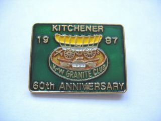 1987 Kitchener - Waterloo Granite Curling Club Lapel Pin - 60th Anniv.  - Green