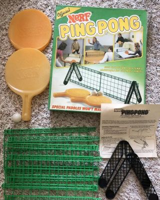 Vintage 1982 Official Nerf Ping Pong Set Parker Brothers Game Set Table Tennis