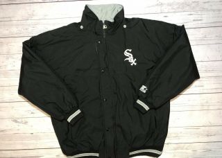Vintage Chicago White Sox Starter Jacket Mens Xl 90s Mlb Baseball Black Grey Nwa