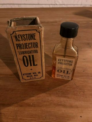 Vintage Keystone Movie Projector Lubricating Oil Made In Usa Roughly 1/3 Full