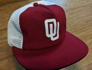 Vtg Ncaa Oklahoma Sooners Ajd Mesh Snapback Hat,  Made In Usa