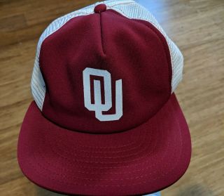 Vtg NCAA Oklahoma Sooners AJD Mesh Snapback hat,  Made in USA 2