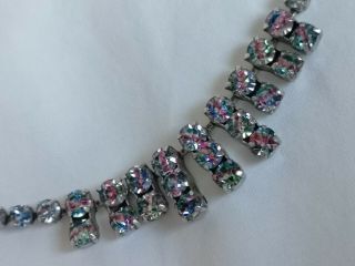 Vintage Jewellery Art Deco Sparkly Iris Crystal Glass Necklace