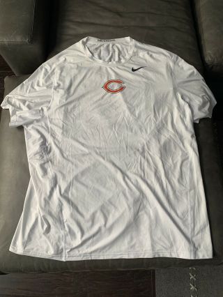 Nike Nfl Chicago Bears Hypercool Training Shirt Sz 3xl White Rare Dry Fit