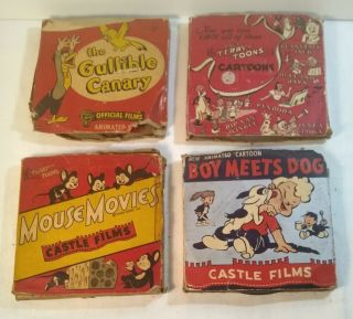 4 Castle & Official Films Silent 16mm Boy Meets Dog Mouse Movies TerryToons 2