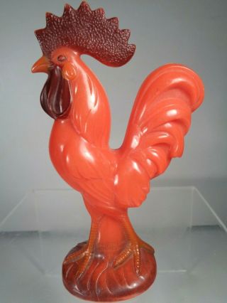 Vintage Knickerbocker Red Rooster Hard Plastic Rattle Easter Toy Vgc