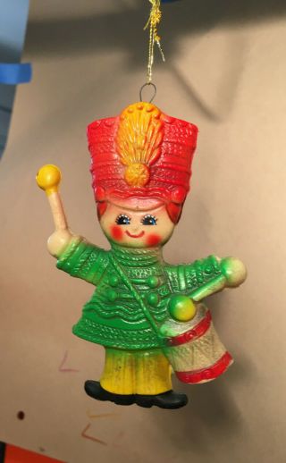 Odd Vintage Japan Blow - Mold Plastic Little Drummer Boy Christmas Ornament 70 