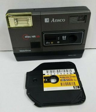 Ansco Disc Hr 25 Camera.  Vintage.  With Kodak Film Disc In Camera