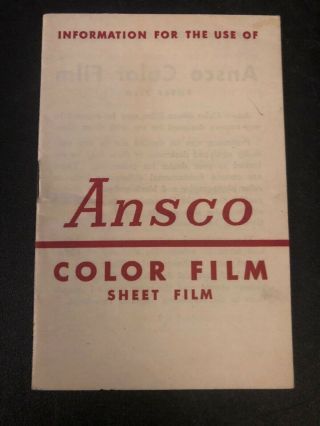 Ansco Color Film Sheet Film Instruction Booklet