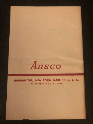 Ansco Color Film Sheet Film Instruction Booklet 2