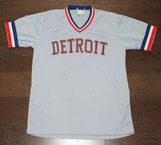 Vtg 80s Pro Knit Detroit Tigers Baseball Jersey Men 
