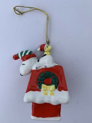 Snoopy Peanuts Willitts Vintage Ceramic Christmas Ornament 1987
