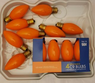 12 Vintage C - 9 Bulb Outdoor Christmas Lights Orange