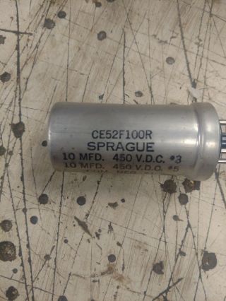 Vintage Sprague Can Capacitor 20 MFD 450 VDC CE52F100R D14504 3DB10 - 172 USA 2