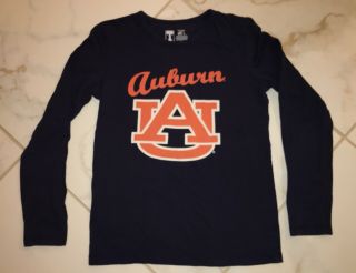 Girls Auburn University Tigers Long - Sleeve T - Shirt Size Lg (12) Euc War Eagle