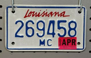 Louisiana " Motorcycle " License Plate