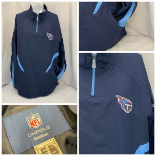 Tennessee Titans Jacket Reebok 2xl Blue 1/4 Zip 100 Poly Euc Ygi X8 - 174