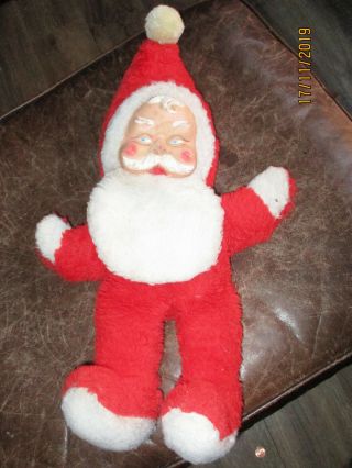 Vintage Christmas Stuffed Santa Claus Hard Face 20in
