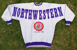 Vintage 90s Northwestern 1996 Rose Bowl Sweatshirt Ncaa Football Mens Large