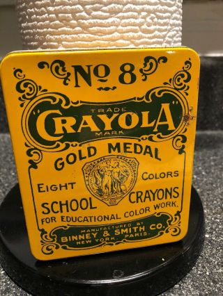 Vintage Style Crayola Crayons Gold Medal 8 Count Tin