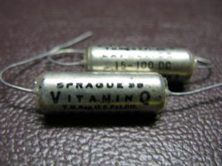 2 Sprague Vitamin Q NOS Capacitors.  22 MFD - 200V in USA 2
