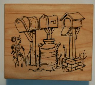 Vip Mailbox Rubber Stamp Milk Can Bird House Lot Vintage Mail Box Flowers