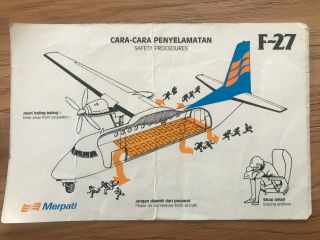 Safety Card Merpati Indonesia Fokker F - 27