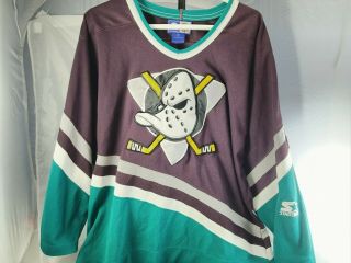 Vtg Anaheim Mighty Ducks Vintage Starter Jersey Adult Sz Medium Good Shape