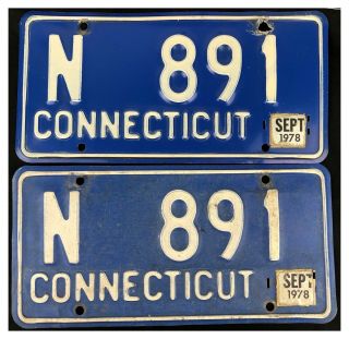 Connecticut 1957 - 1978 Car License Plate Pair N 891