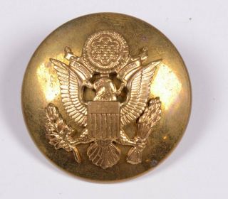 Vintage Us Army Uniform Goldtone Eagle Screw Back Hat Badge Pin Button 1.  5 " D