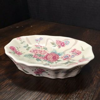 Vintage Floral Soap Dish Ceramic Pink Shabby Chic Made In Japan Pedestal Pretty