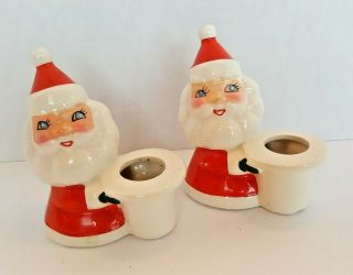 Holt Howard Hh Japan Vintage Santa Claus Candle Holders Set Of 2 (25)