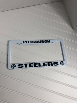 Nfl Pittsburgh Steelers Car Truck White Plastic License Plate Frame