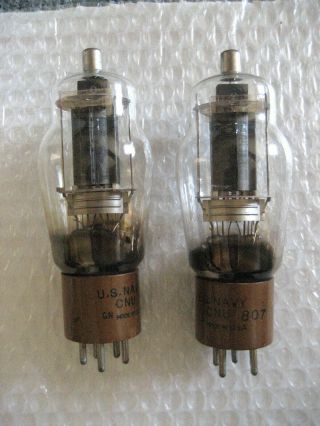 Matched Pair National Union 807 Vt100 - A Power Tubes U.  S.  Navy 1940s 539c