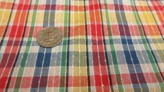 Vtg Cotton Textured Stripe Cotton Fabric Red/white/blue/yellow 2 Yd X 48 " Euc